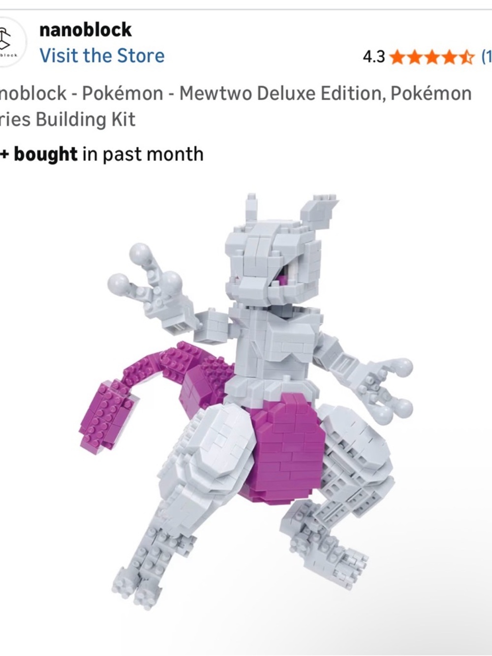 nanoblock Mewtwo Deluxe Edition Building Kit - White & Purple